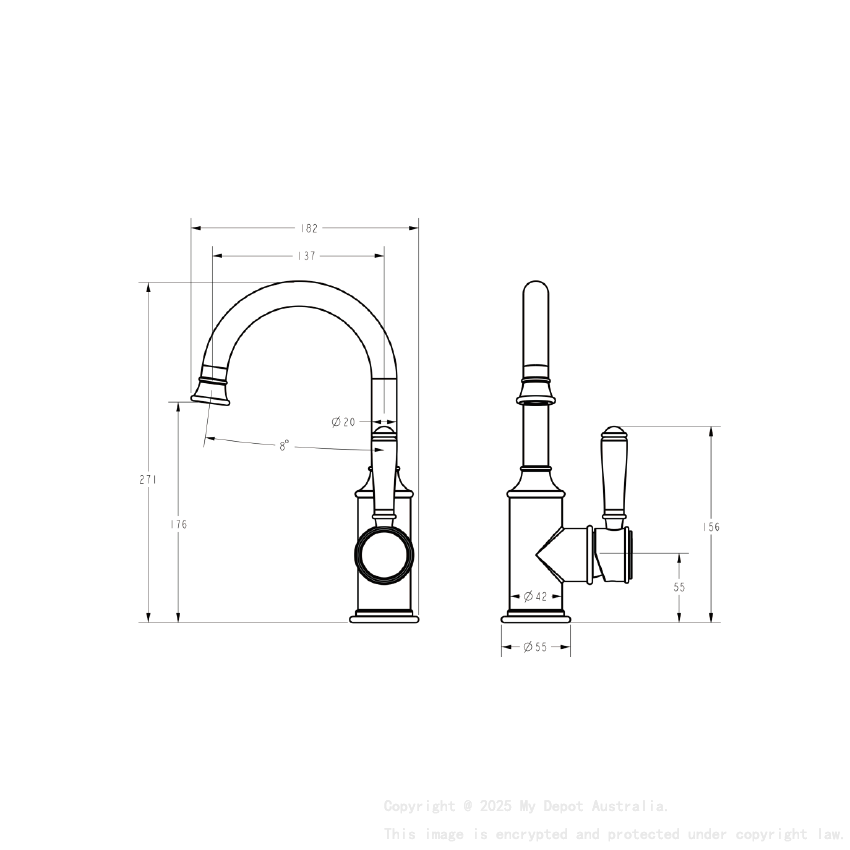 Clasico Gooseneck Basin Mixer in Matt Black