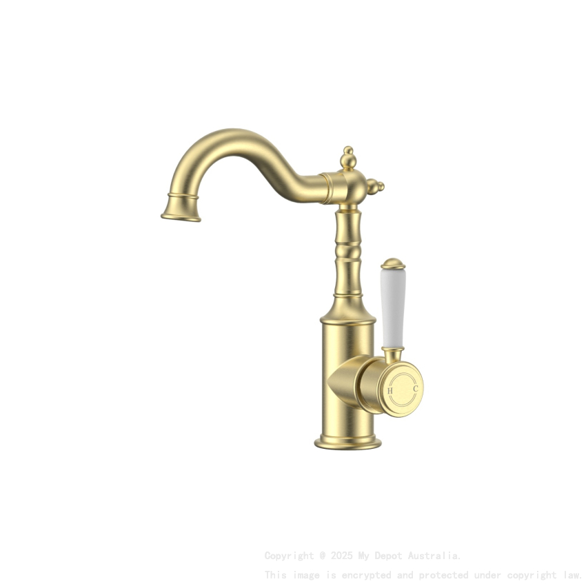 Clasico Basin Mixer Ceramic handle in Brushed Gold
