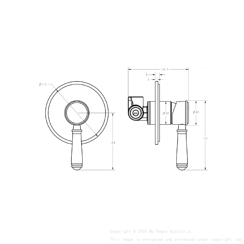 Clasico Wall Mixer Trim Kits Ceramic handle in Brushed Gold