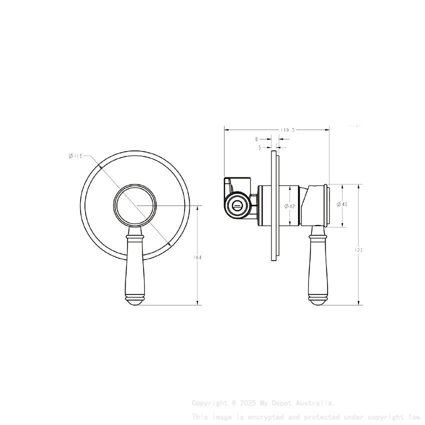 Clasico Wall Mixer Trim Kits Ceramic handle in Brushed Nickel
