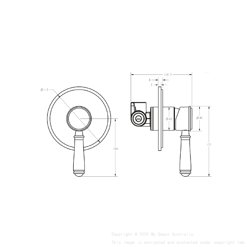 Clasico Wall Mixer Trim Kits Ceramic handle in Matt Black