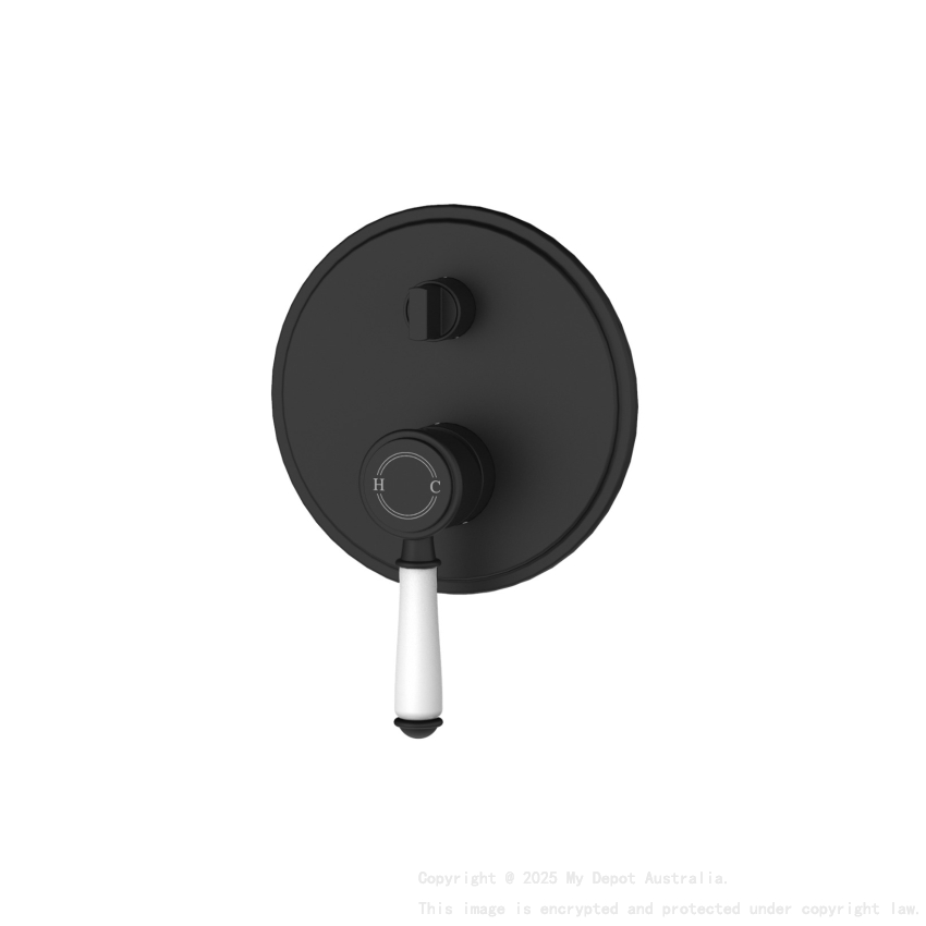 Clasico Wall Diverter Mixer Trim Kits Ceramic handle in Matt Black