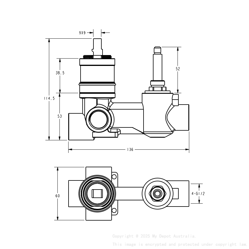 Clasico Wall Diverter Mixer Rough-In Body Material: Brass