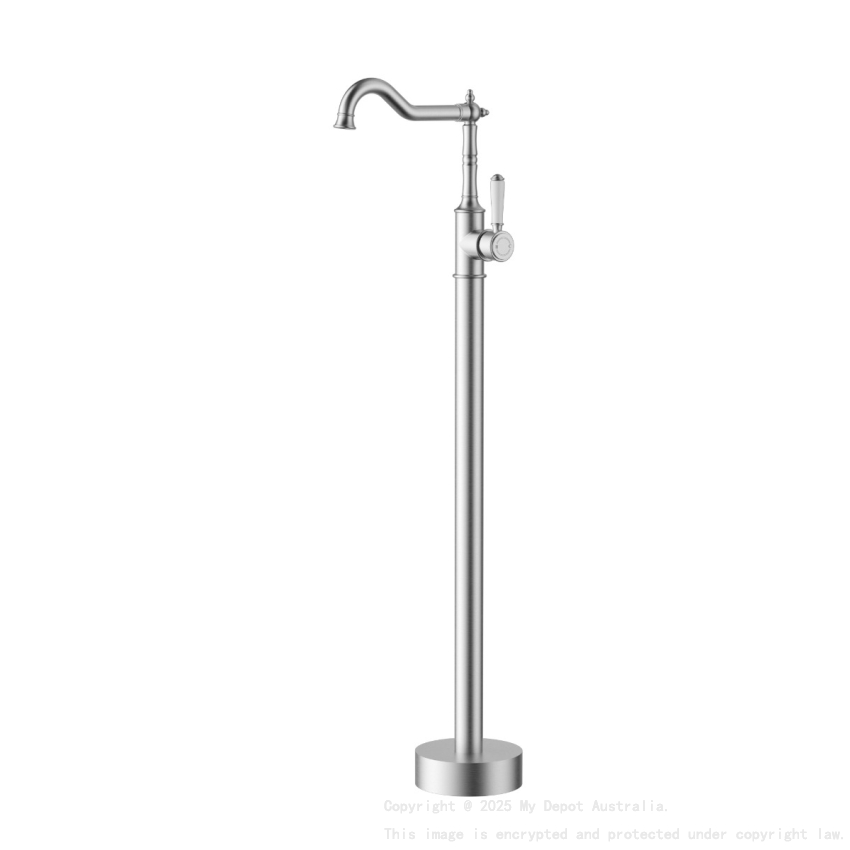 Clasico Free Standing Bath Mixer Brushed Nickel With Ceramic Handle