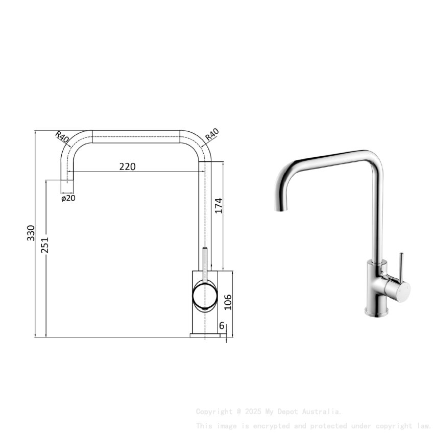 Hali Square Neck Sink Mixer Chrome