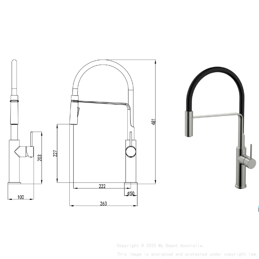 Hali Multifunction Sink Mixer Brushed Nickel