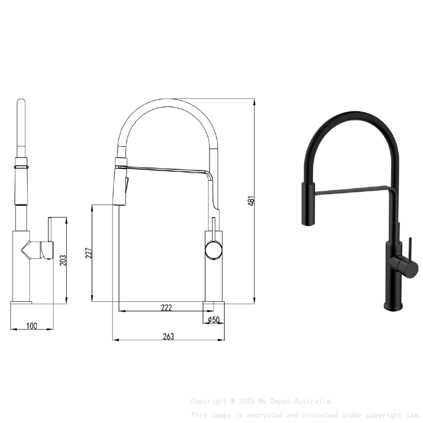 Hali Multifunction Sink Mixer Matt Black