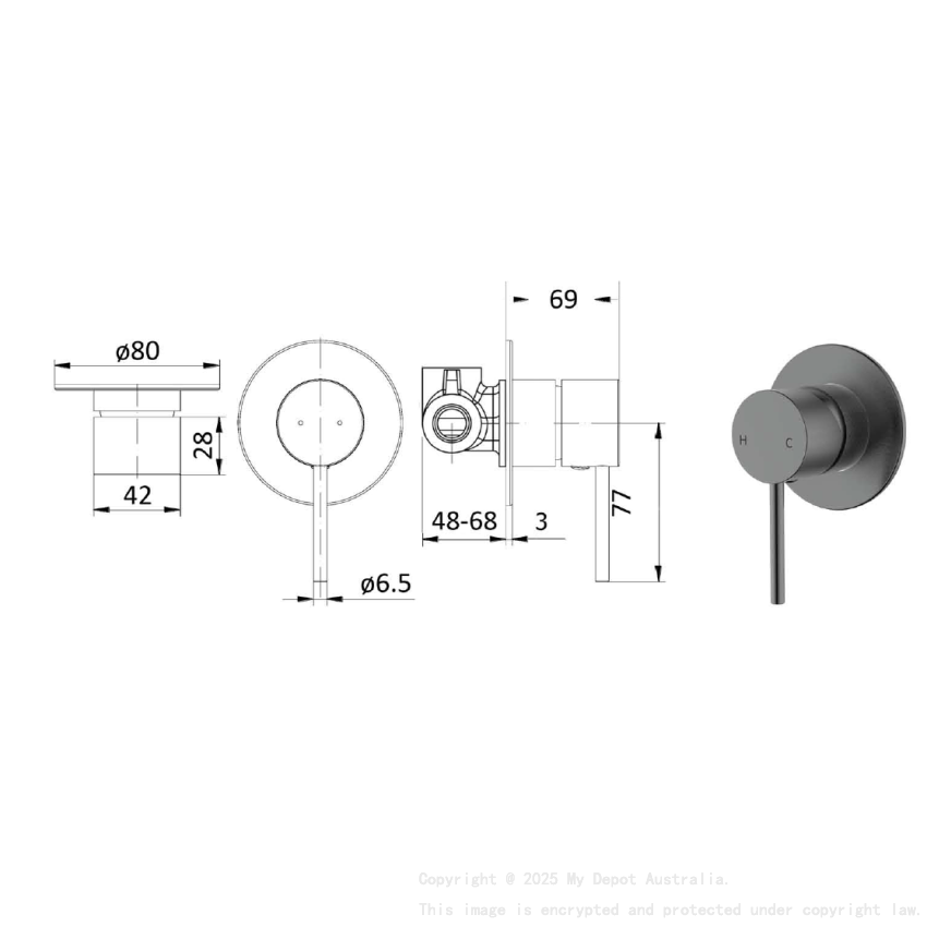 Hali Wall Mixer Gunmetal