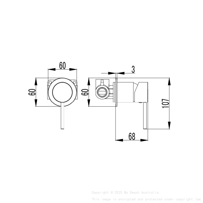 IKON-Hali Wall Mixer Matt Black with 60mm Cover Plate