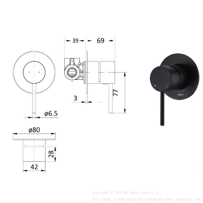 Hali Wall Mixer Matt Black