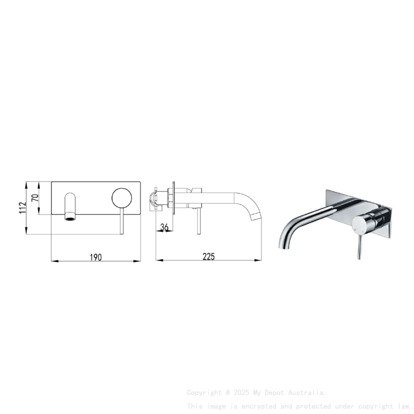 Hali Wall Basin Mixer Curved Spout Chrome