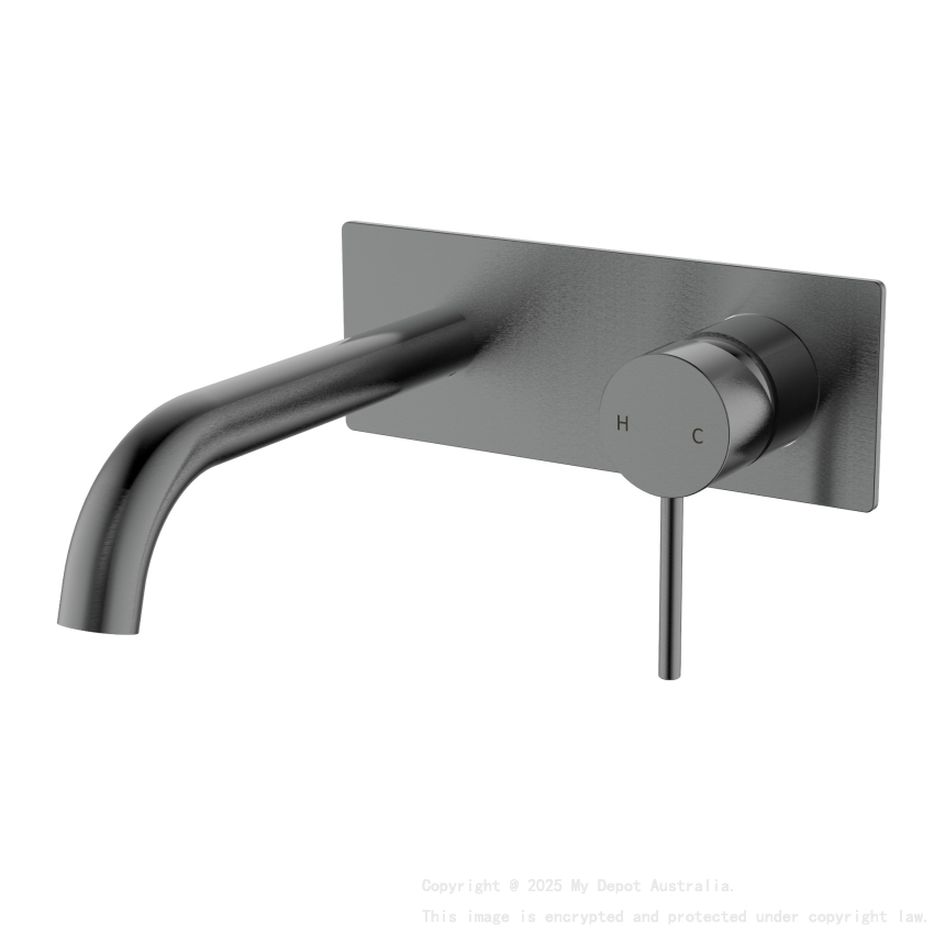 Hali Wall Basin Mixer Curved Spout Gunmetal
