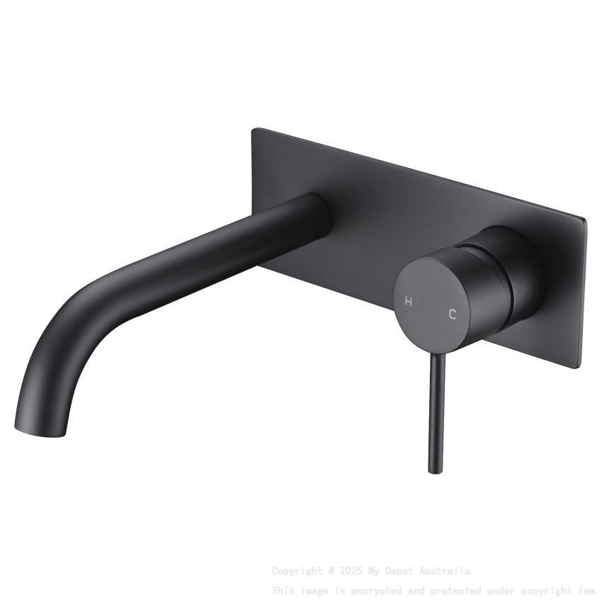 Hali Wall Basin Mixer Curved Spout Matt Black