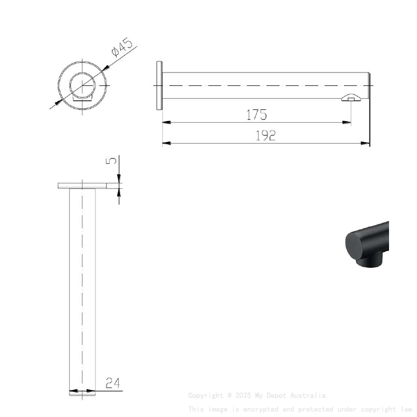 Hali Bath Spout Matt Black