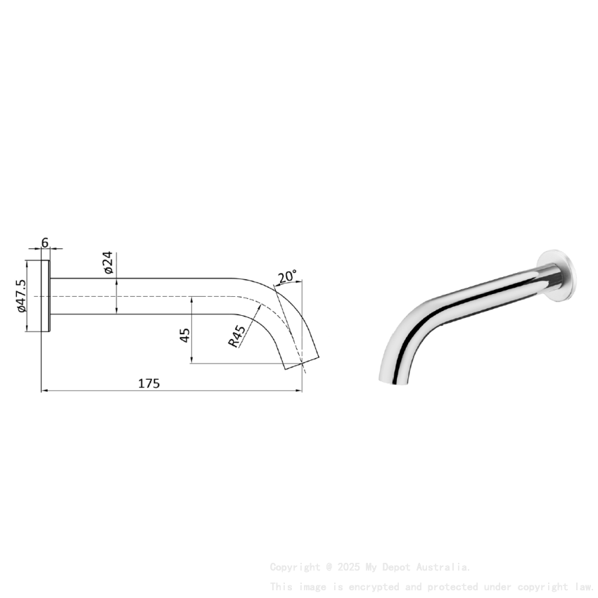 Hali Curve Bath Spout Chrome