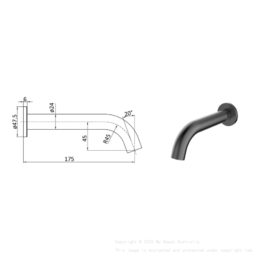 Hali Curve Bath Spout Gunmetal