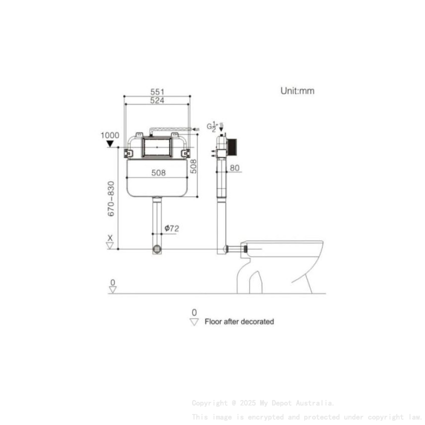 Floor Pan Concealed 80mm Cistern
