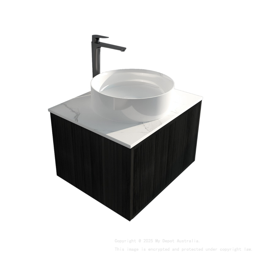 590mm  Kiama  Bottega Oak 1 Drawer Fluted Wall Hung Vanity Cabinet Only