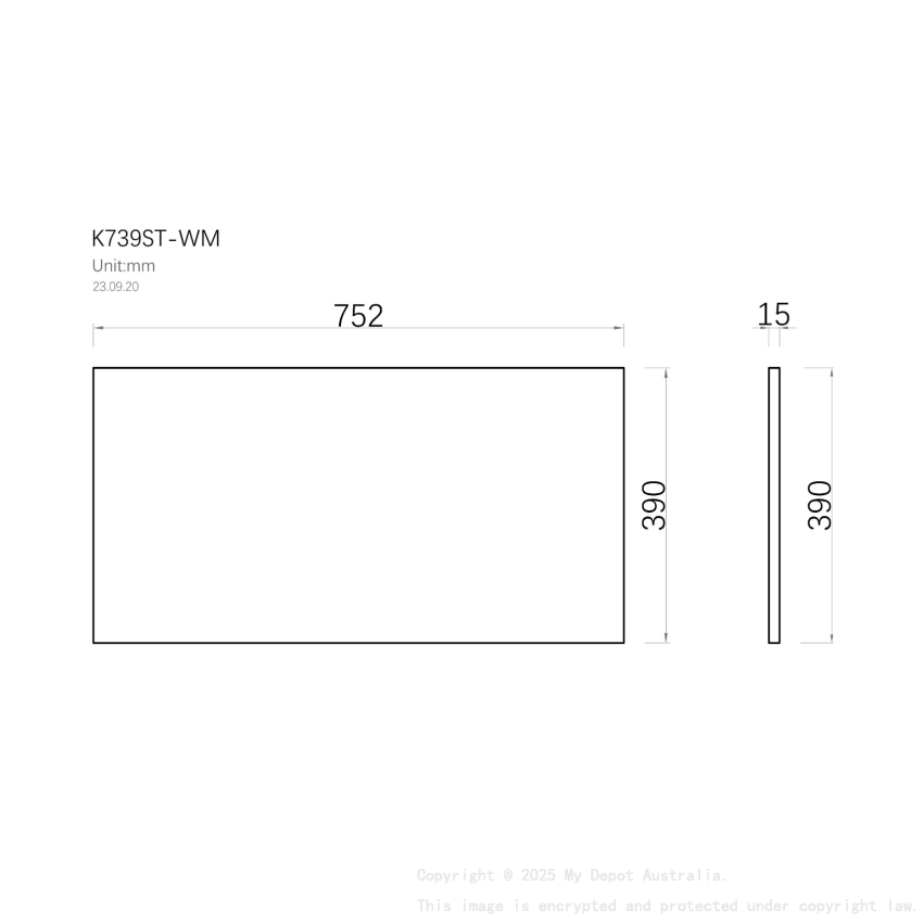 750mm Narrow White Marble Look Sintered Stone Top Matte Finish Benchtop