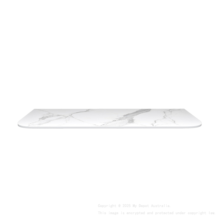 1200mm White Marble Look Sintered Stone Top Matte Finish Rounded Corner Benchtop Rounded Corner