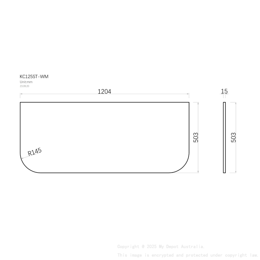 1200mm White Marble Look Sintered Stone Top Matte Finish Rounded Corner Benchtop Rounded Corner