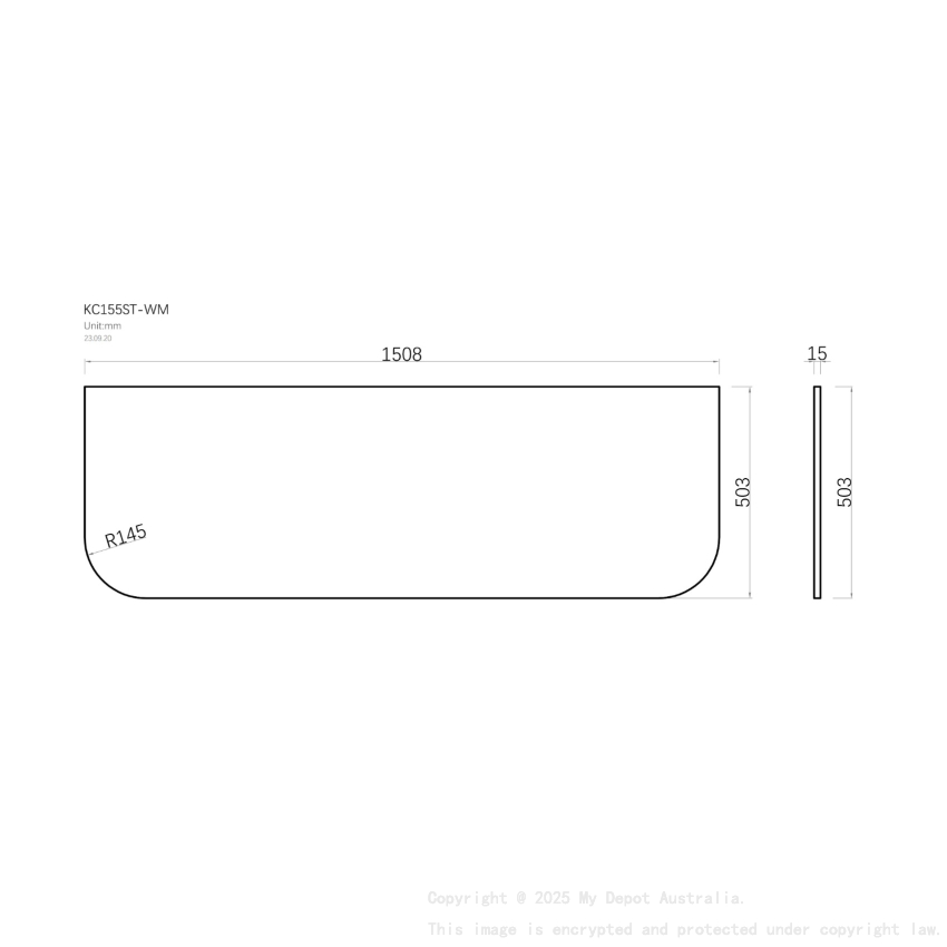 1500mm White Marble Look Sintered Stone Top Matte Finish Rounded Corner Benchtop Rounded Corner