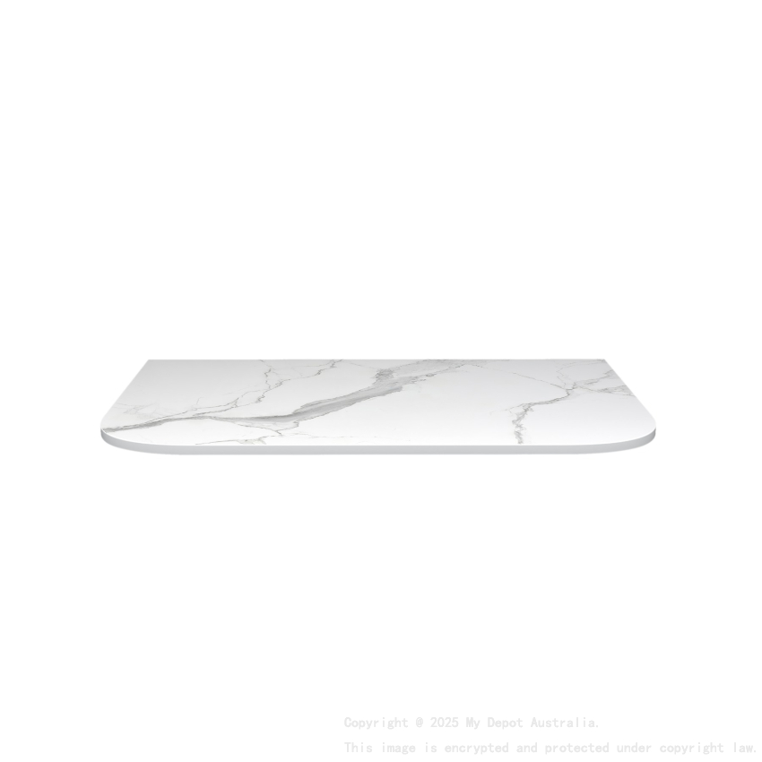 750mm White Marble Look Sintered Stone Top Matte Finish Rounded Corner Benchtop Rounded Corner