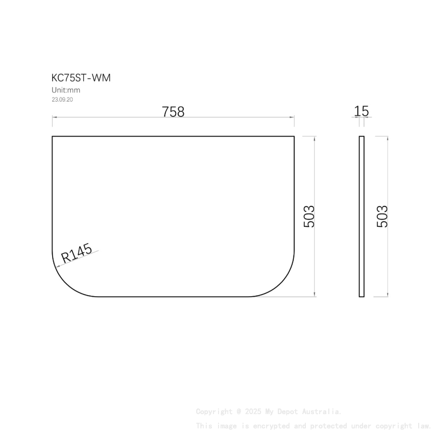 750mm White Marble Look Sintered Stone Top Matte Finish Rounded Corner Benchtop Rounded Corner