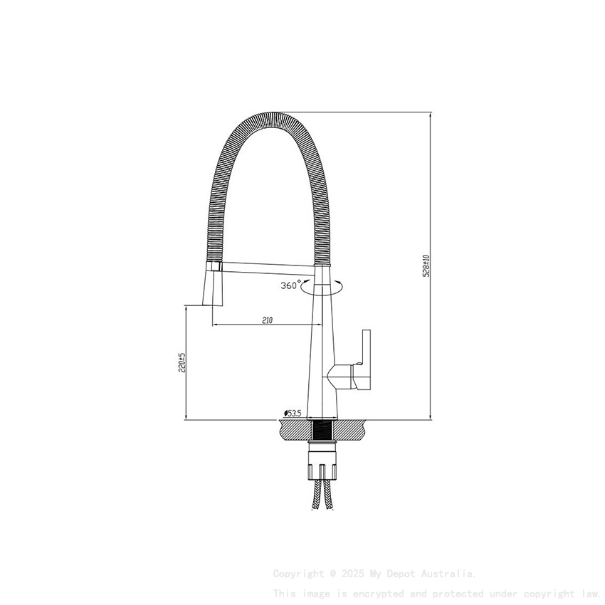 Designer Gooseneck Pull Out Kitchen Mixer Chrome