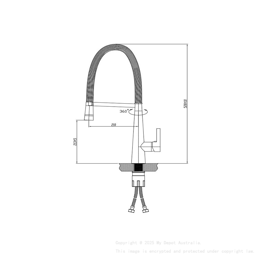 Designer Gooseneck Pull Out Kitchen Mixer With LED Chrome