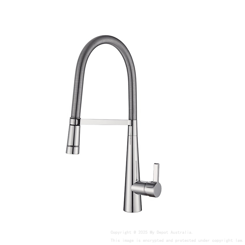 Designer Gooseneck Pull Out Kitchen Mixer With LED Chrome