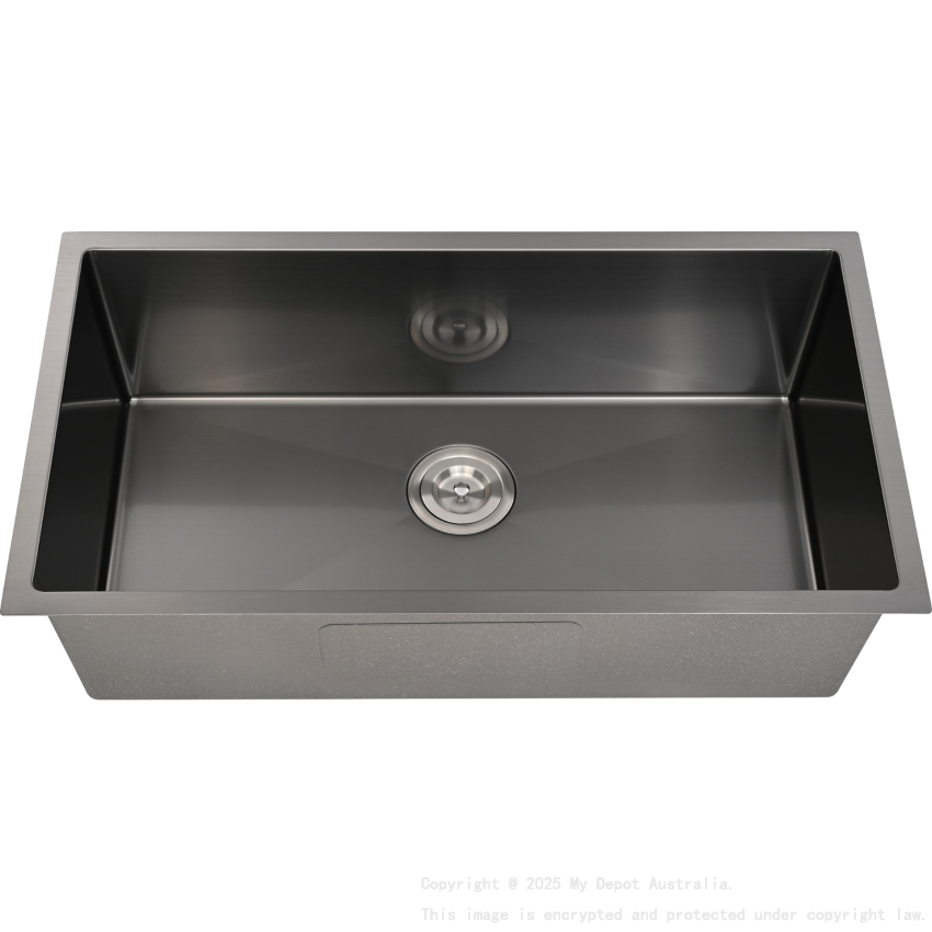 Bowl Size:720X400X230mm Overall Size:760X440X230mm Gun Metal Kliff Hand Made Stainless Steel Sinks