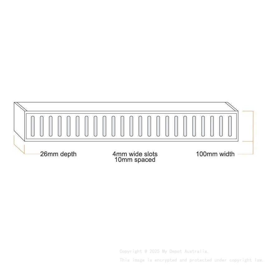 300x100x26mm Lauxes Aluminium Midnight Wide Floor Grate Black