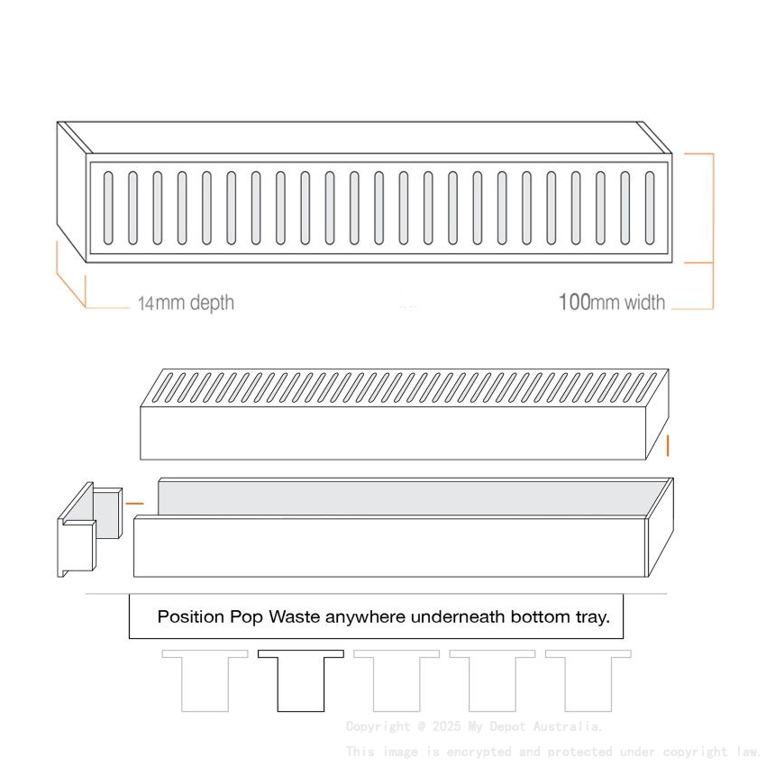 100x100x14mm Lauxes Aluminium Chrome Floor Grate Drain