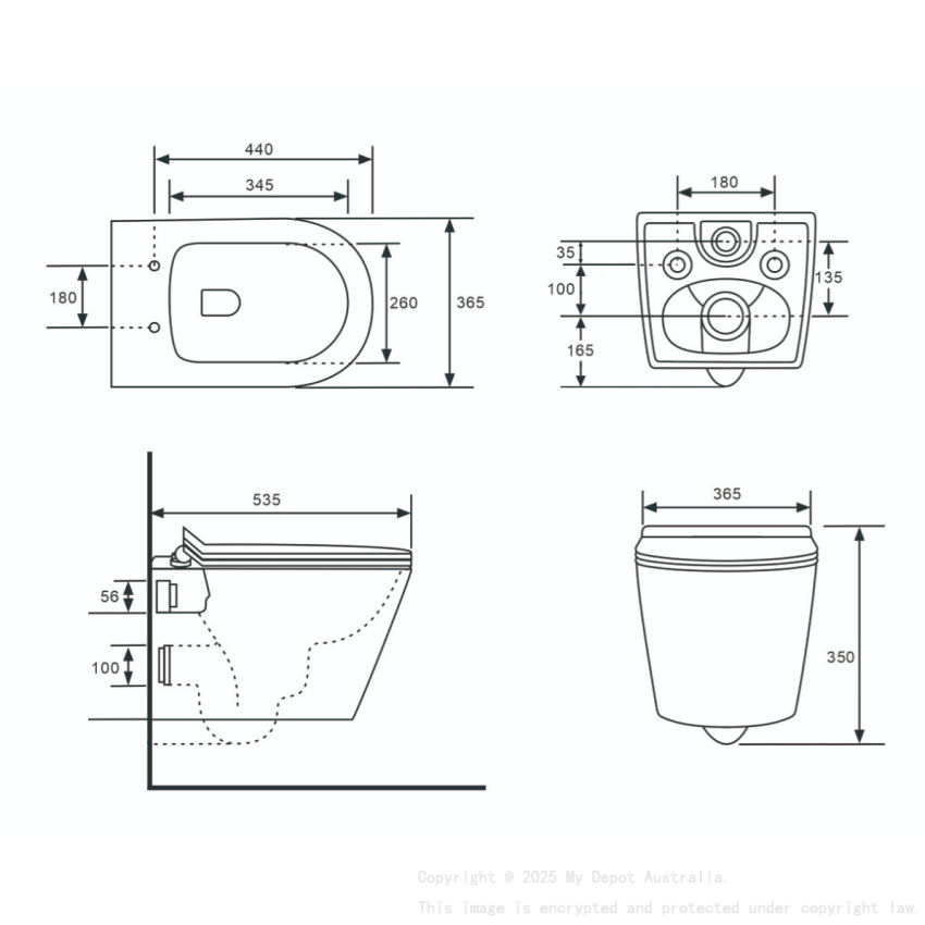 540*365*400mm Agena Rimless Wall Hung Pan