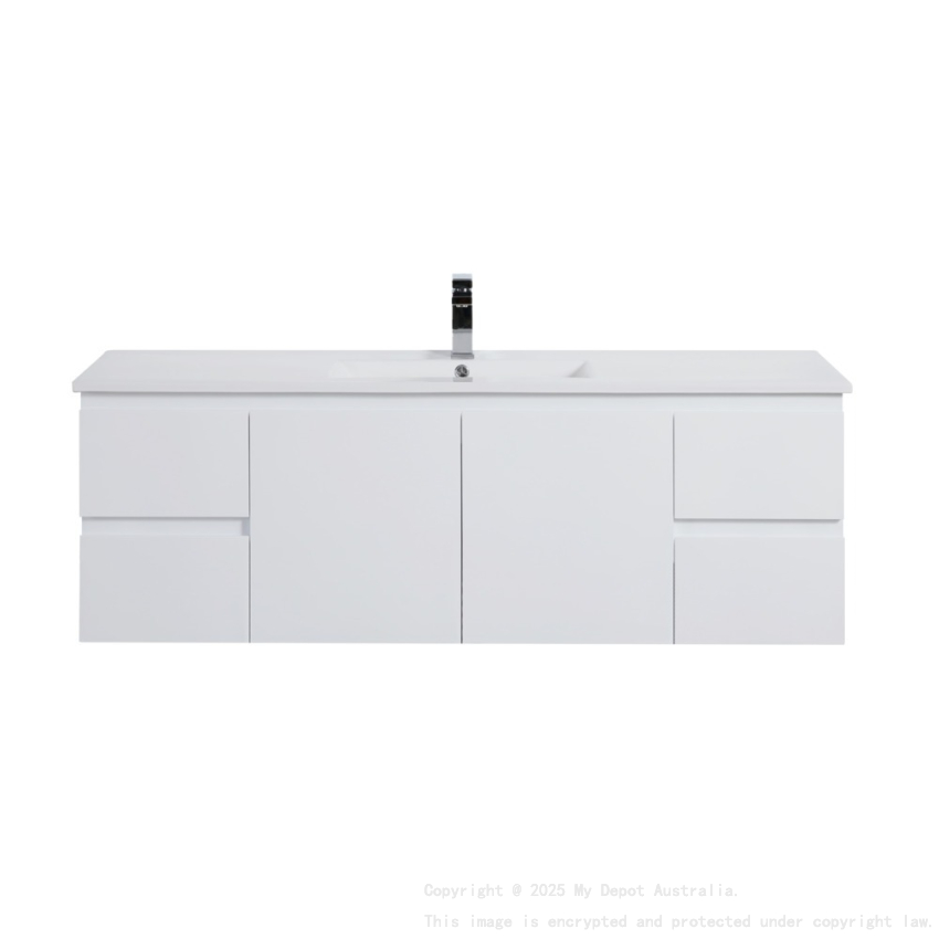1490*455*480mm Gloss White Alpha Wall Hung PVC Vanity