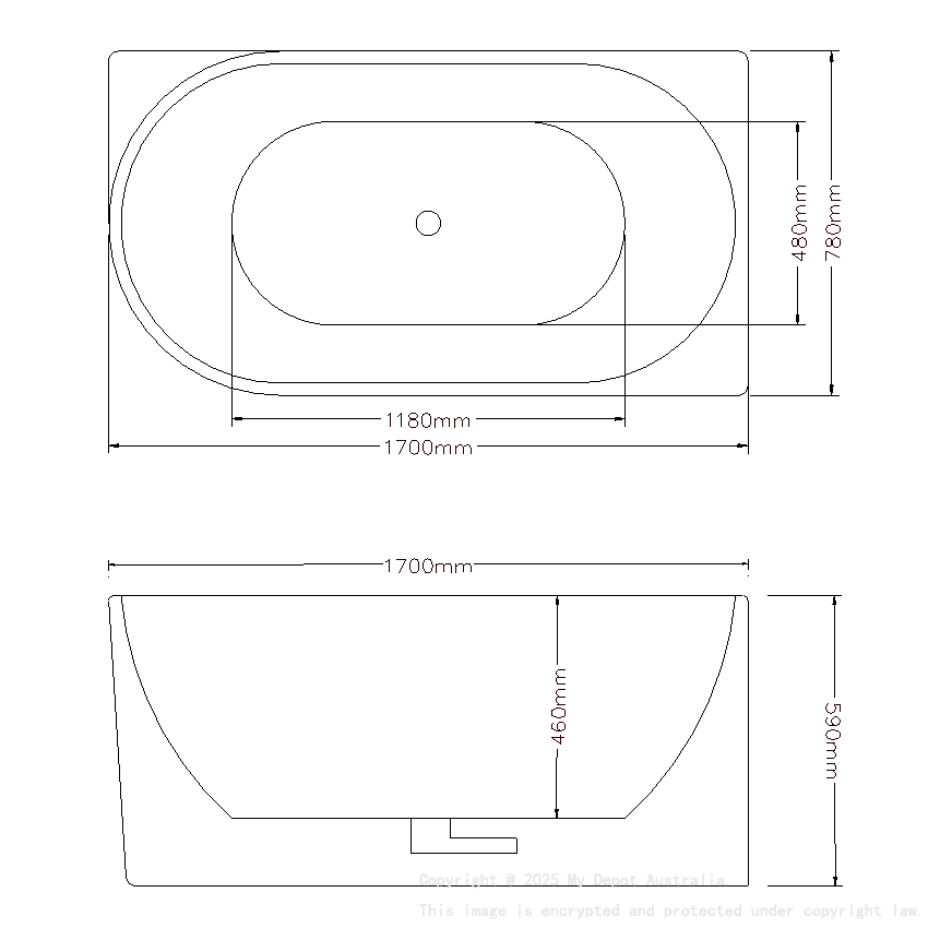 1700X780X600mm Gloss WhiteBingie Skirt Bath Right Coner None Overflow 40mm Waste And Pipe Supplied