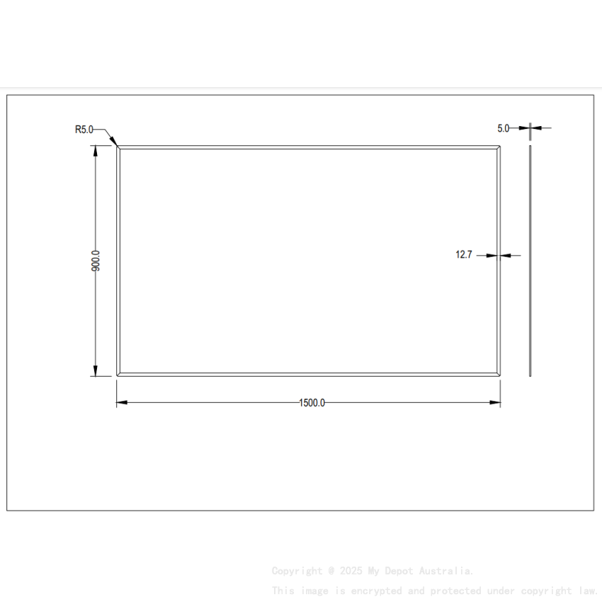 1500X900X5mm Recta Bevel Edge Mirror