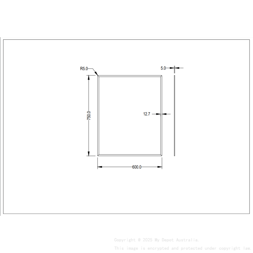 600X750X5mm Recta Bevel Edge Mirror