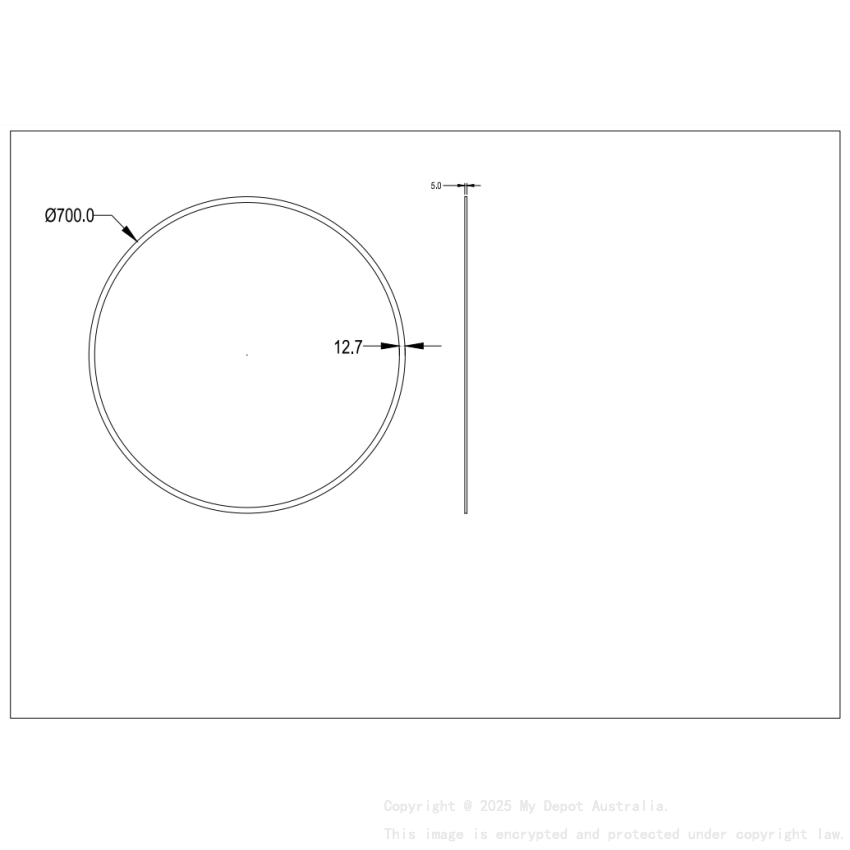 700X700X5mm Orbis Bevel Edge Mirror