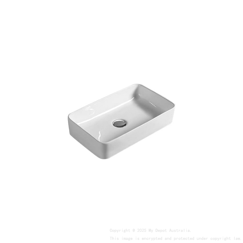 361*231*119mm Gloss White Crete Fine Ceramic Above Counter Basin No Overflow 32mm Waste