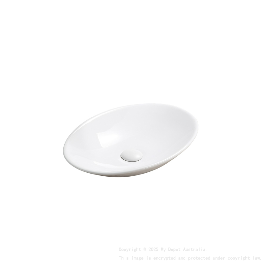 510*350*95mm Gloss WhiteCabrita Fine Ceramic Above Counter Basin No Overflow 32mm Waste