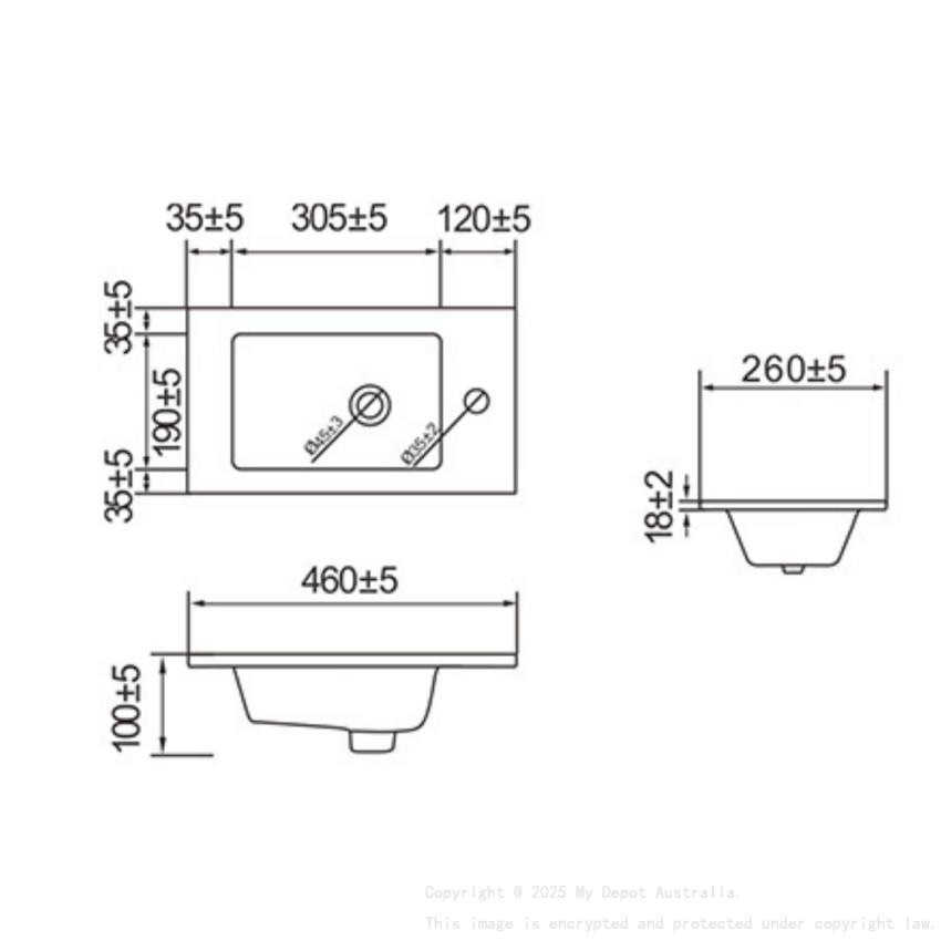 460*260*100mm Gloss white Crete Ceramic Countertop