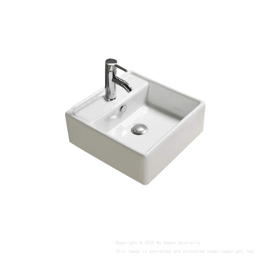 470*463*165mm Gloss White Crete Fine Ceramic Wall Hung/Above Basin Tap Hole With Overflow 32mm Waste