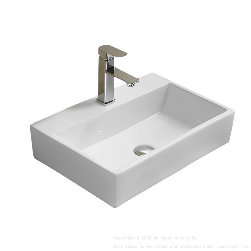 530*360*120mm Gloss White Crete Fine Ceramic Wall Hung/Above Basin Tap Hole No Overflow 32mm Waste