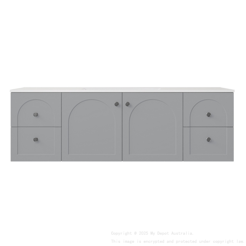 1490*455*470mm Matte Grey Chester Federation Wall Hung PVC Cabinet