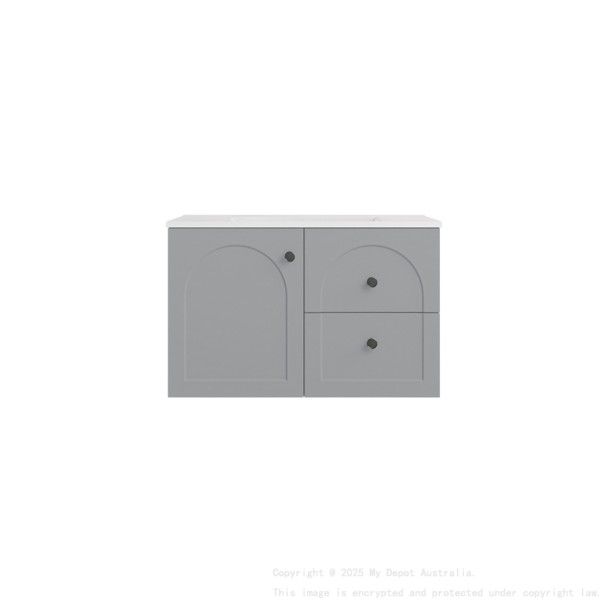 740*455*470mm Matte Grey Chester Federation Wall Hung PVC Cabinet,Right Hand Drawers