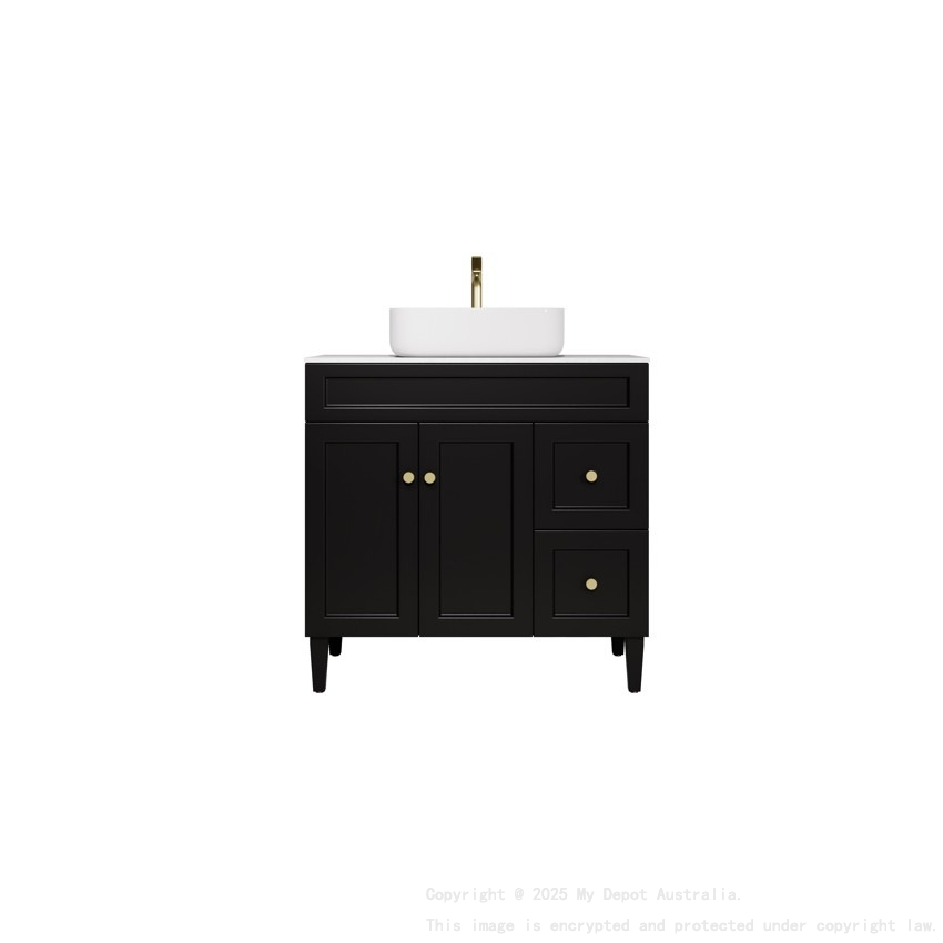 890X455X860 Matte Black Harold Federation Free Standing PVC Cabinet Right Hand Drawers