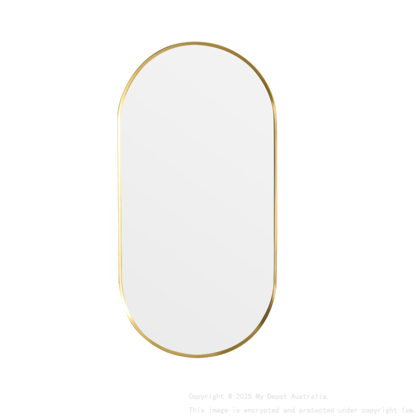 450X900X35mm Brushed Gold Ellips Frame Mirror