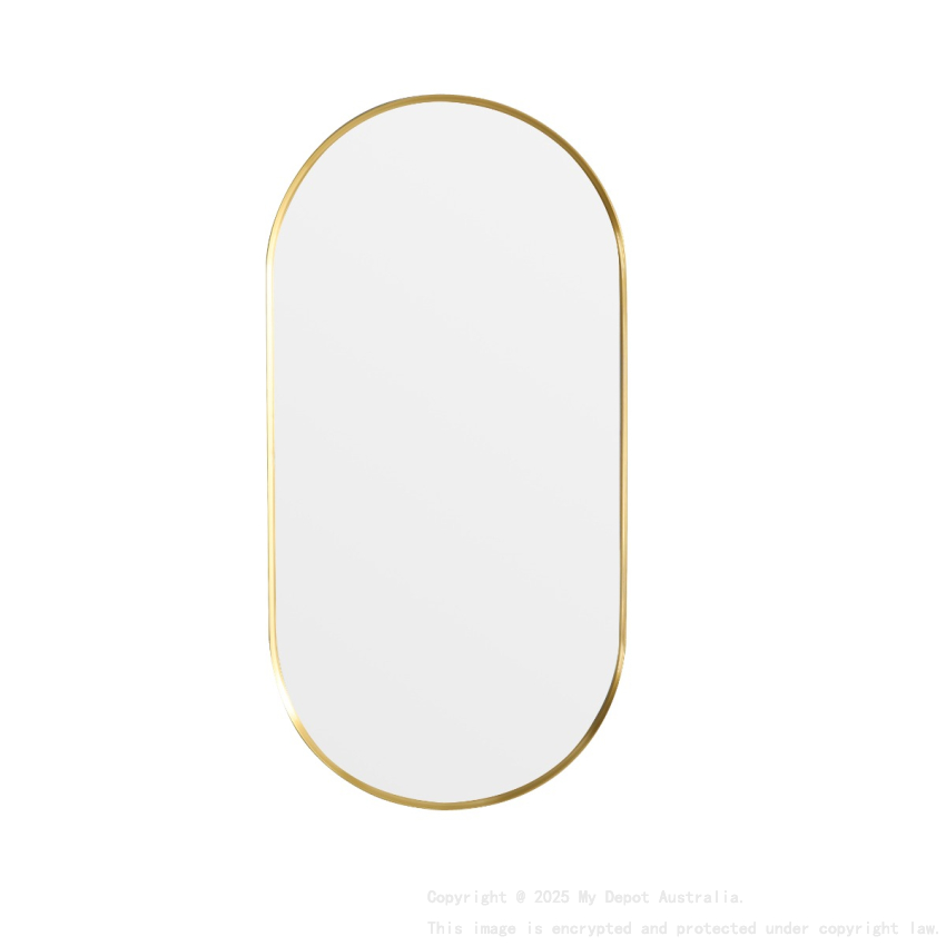 450X1200X35mm Brushed Gold Ellips Frame Mirror